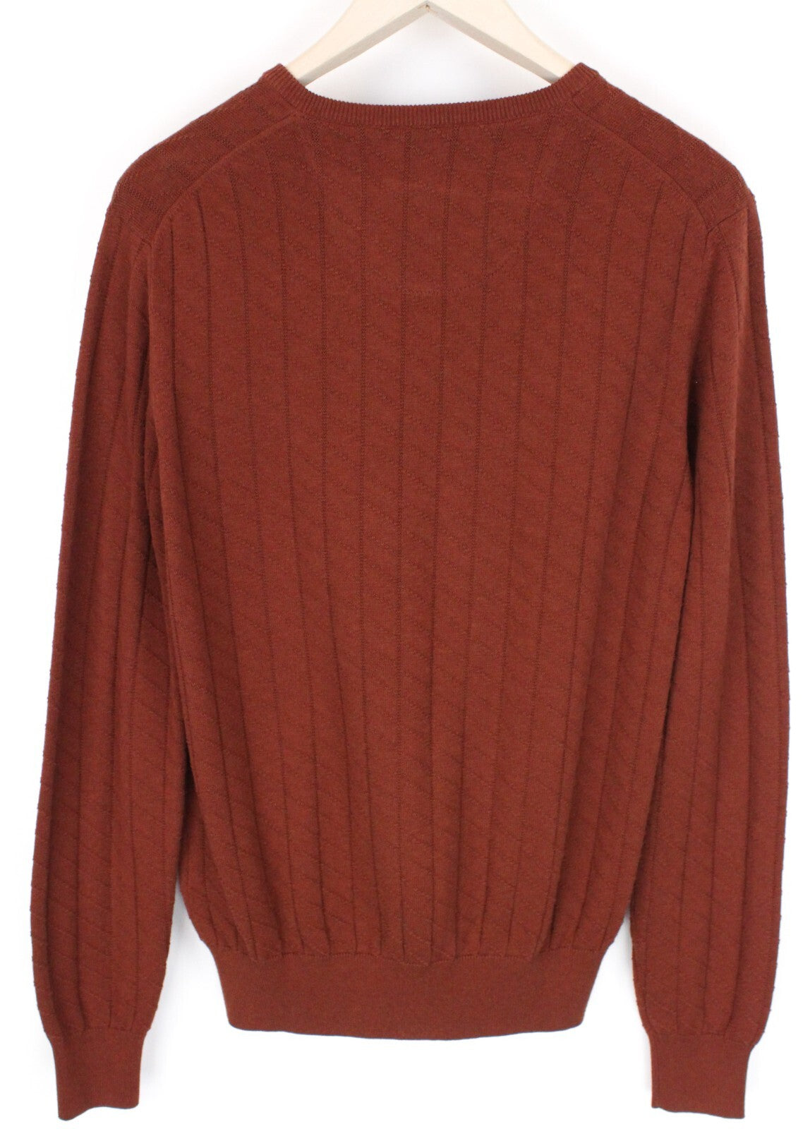 STATE OF ART Men Sweatshirt S Brown Cotton Long Sleeve Knitted Pullover