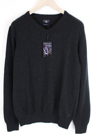 STATE OF ART Men Sweatshirt L Grey Cotton Long Sleeve Knitted Pullover