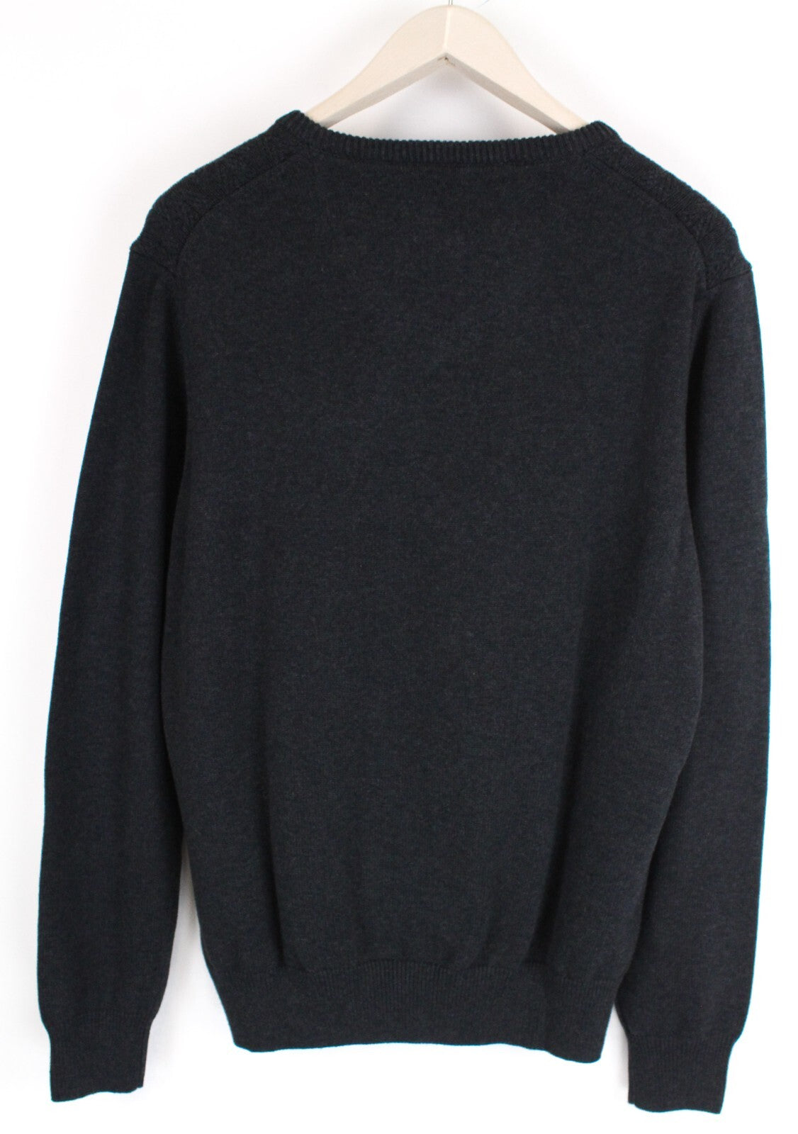 STATE OF ART Men Sweatshirt L Grey Cotton Long Sleeve Knitted Pullover