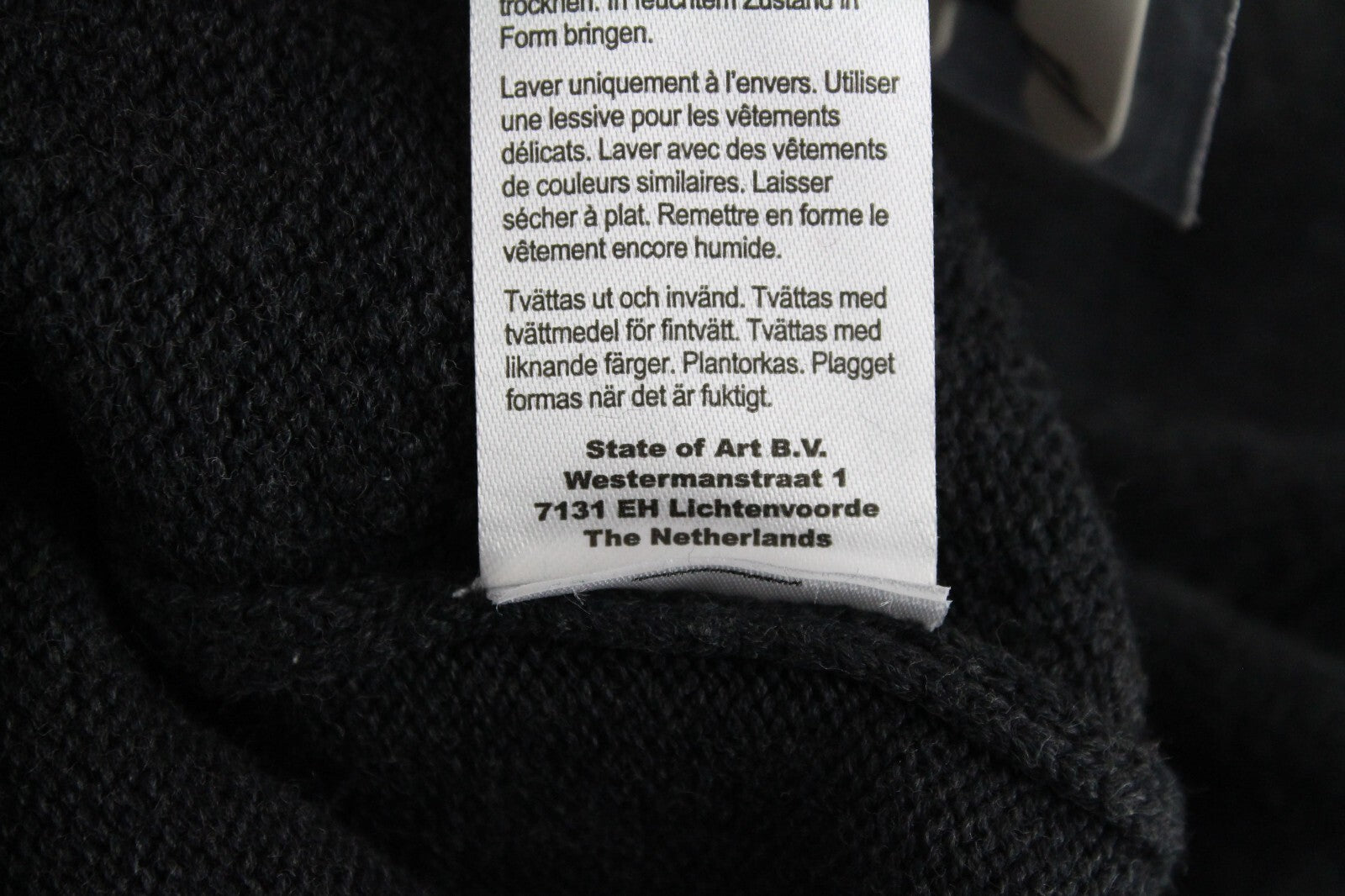 STATE OF ART Men Sweatshirt L Grey Cotton Long Sleeve Knitted Pullover