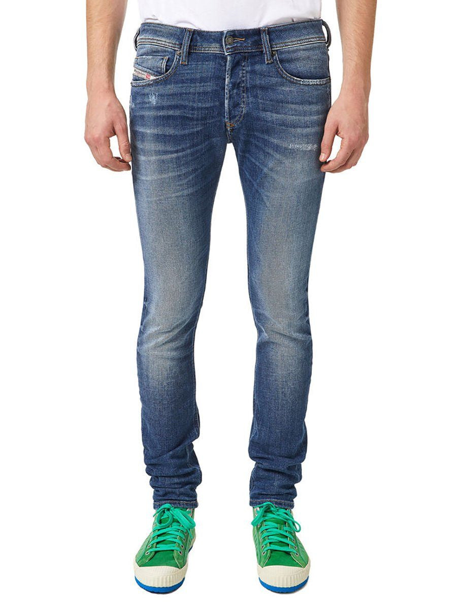 DIESEL Sleenker-X 09A86 Men Jeans W33/L32 Skinny Low Waist Skinny Blue RRP€195