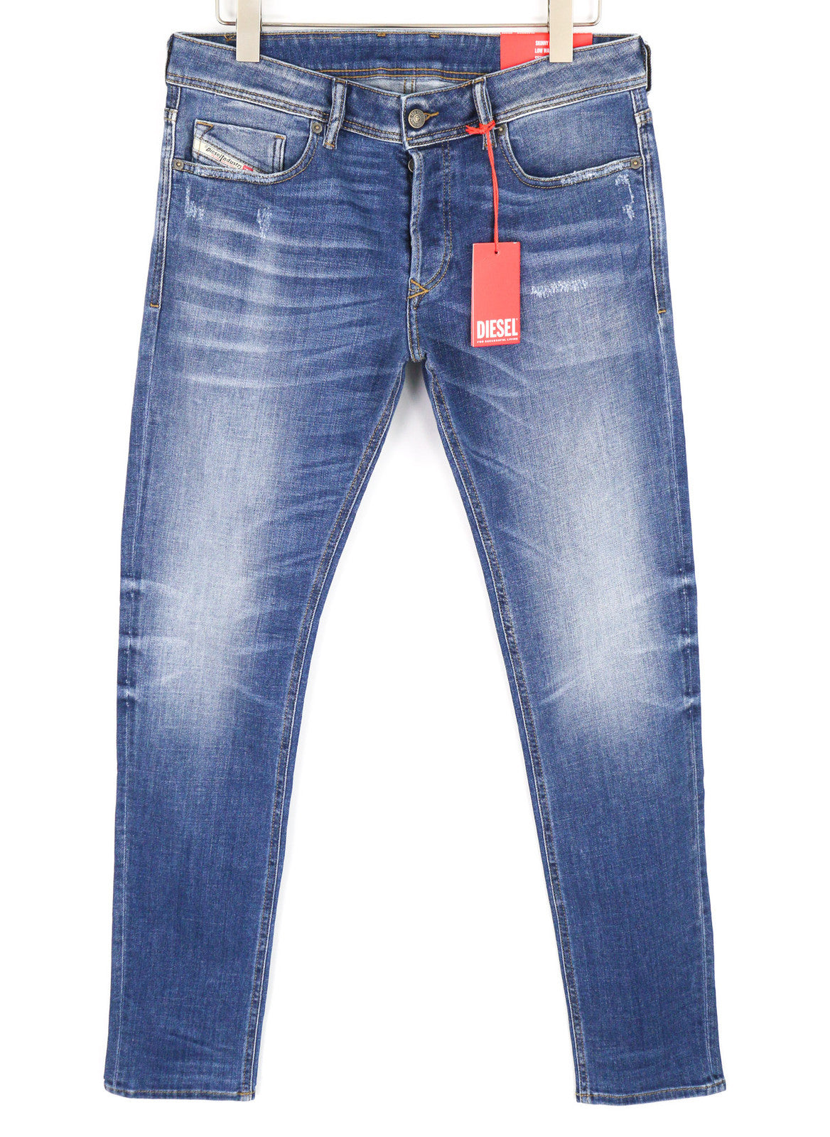 DIESEL Sleenker-X 09A86 Men Jeans W33/L32 Skinny Low Waist Skinny Blue RRP€195