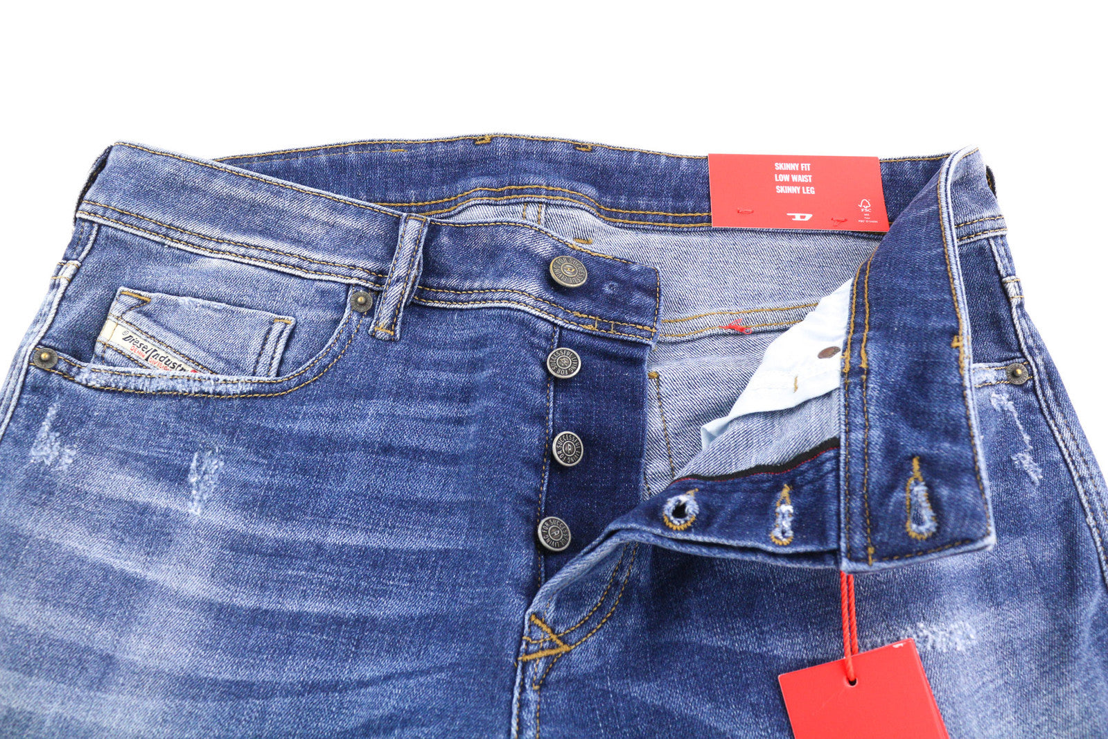 DIESEL Sleenker-X 09A86 Men Jeans W33/L32 Skinny Low Waist Skinny Blue RRP€195