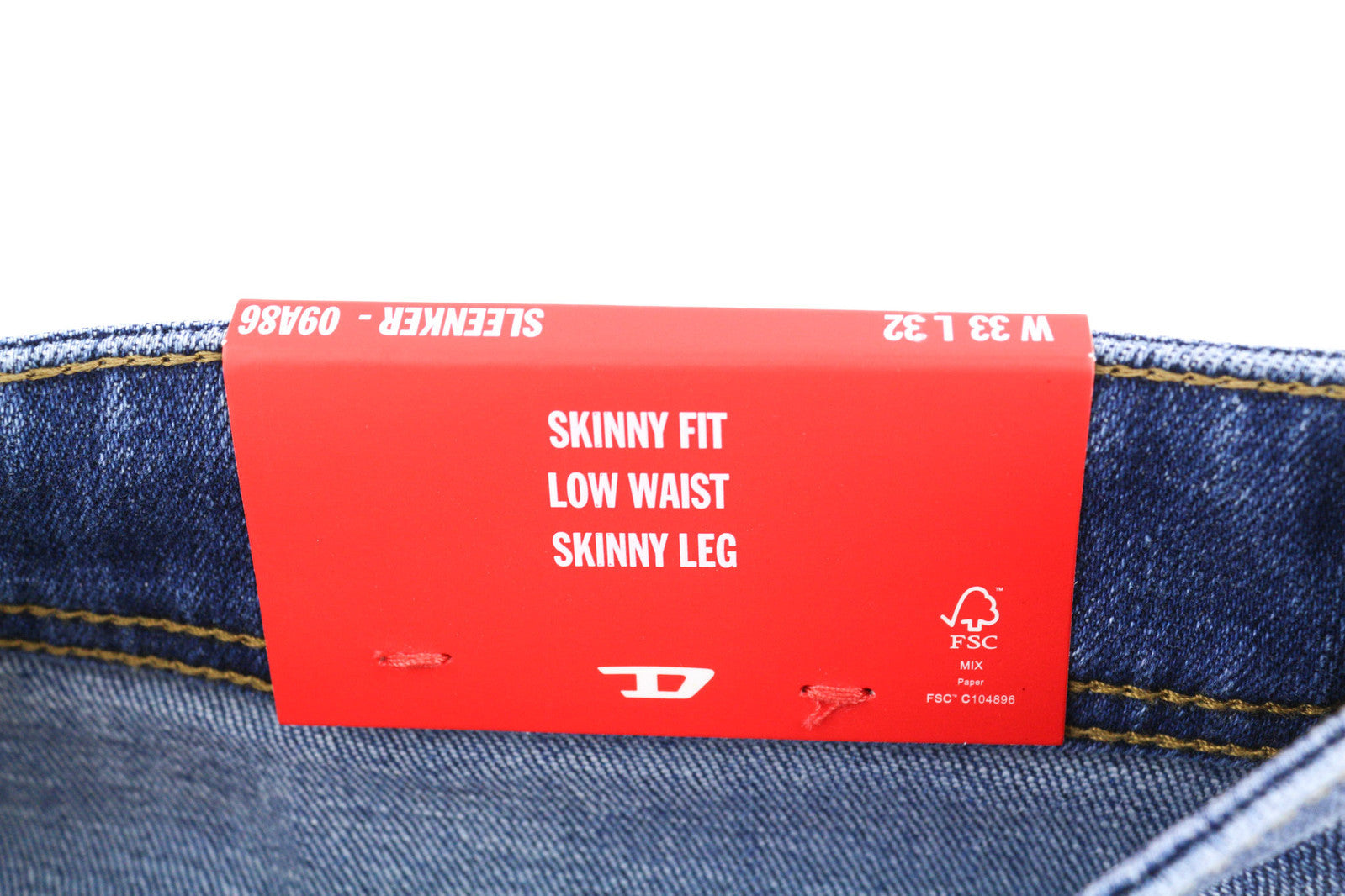 DIESEL Sleenker-X 09A86 Men Jeans W33/L32 Skinny Low Waist Skinny Blue RRP€195