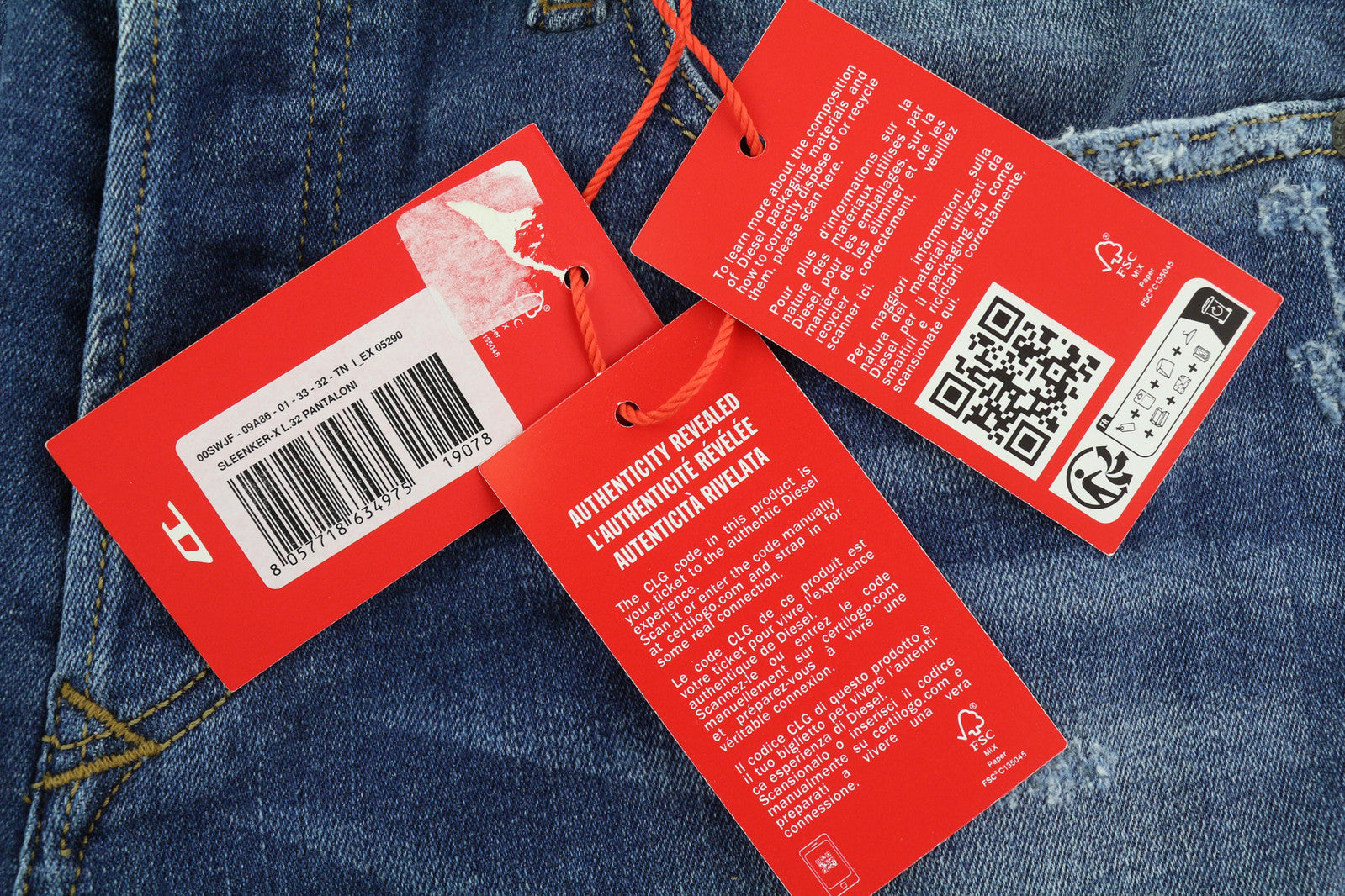 DIESEL Sleenker-X 09A86 Men Jeans W33/L32 Skinny Low Waist Skinny Blue RRP€195