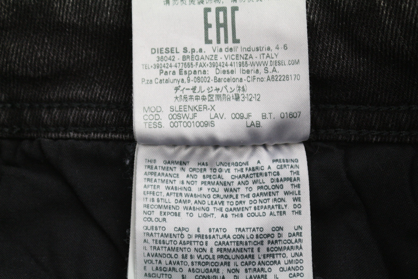 DIESEL Sleenker 009JF Men Jeans W32/L32 Skinny Fit Stretch Distress  RRP€200