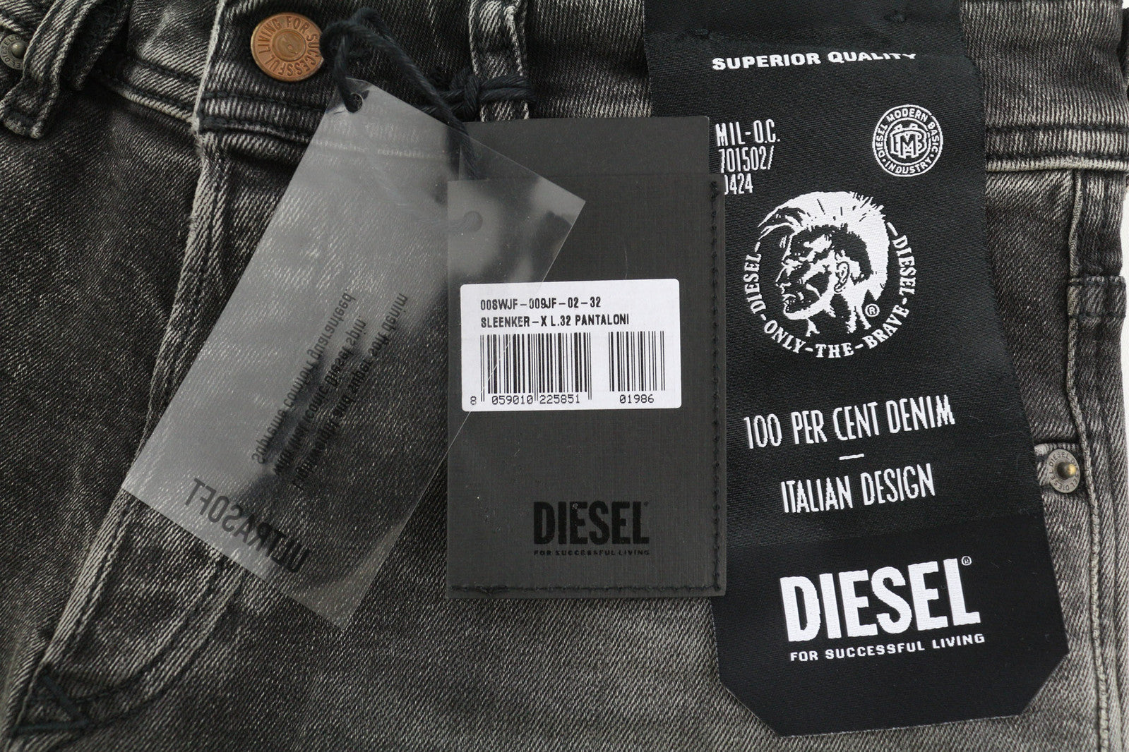 DIESEL Sleenker 009JF Men Jeans W32/L32 Skinny Fit Stretch Distress  RRP€200