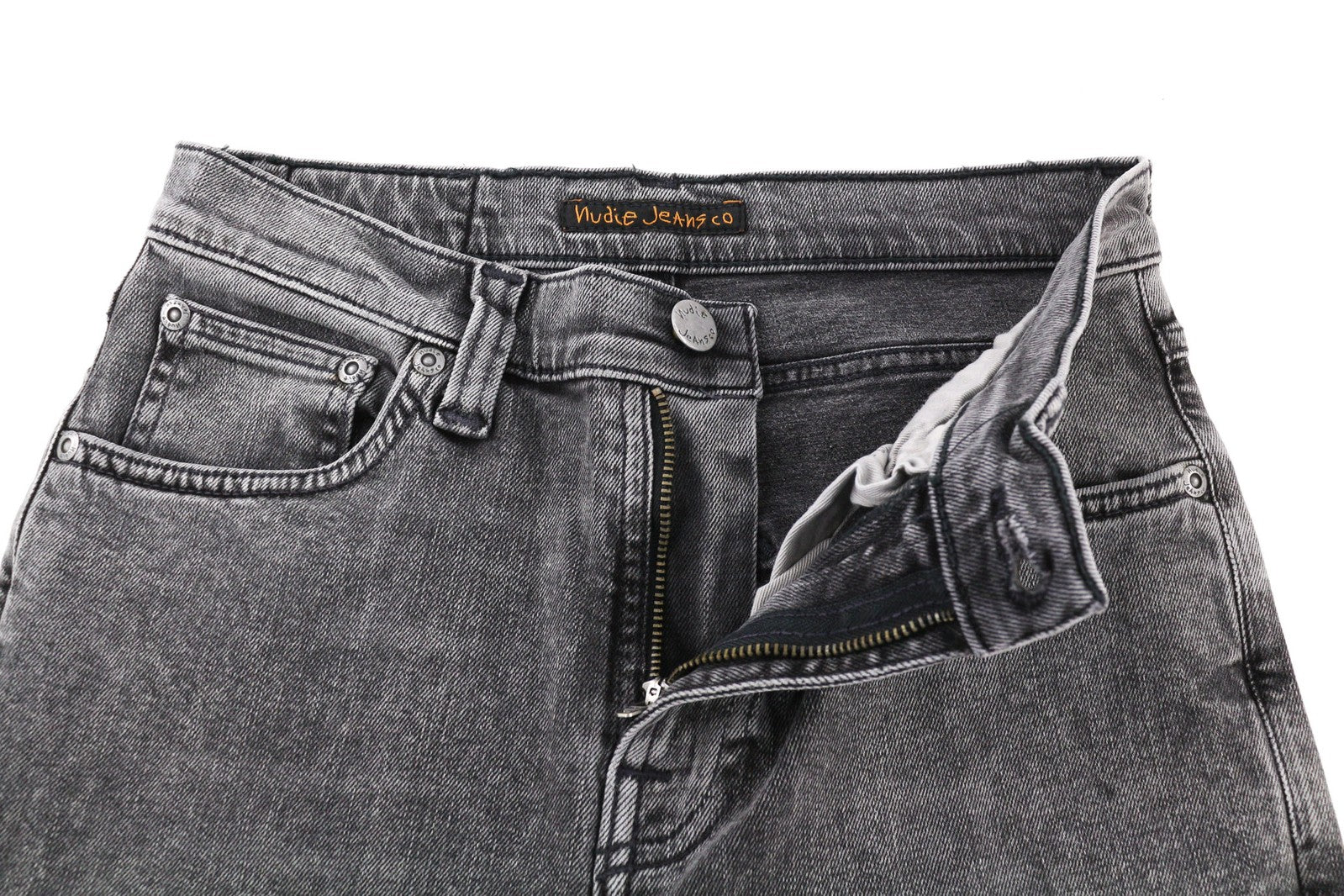 NUDIE JEANS Pipe Led Womens Jeans W27/L30 Skinny Stretch Grey Marble 5-Pocket