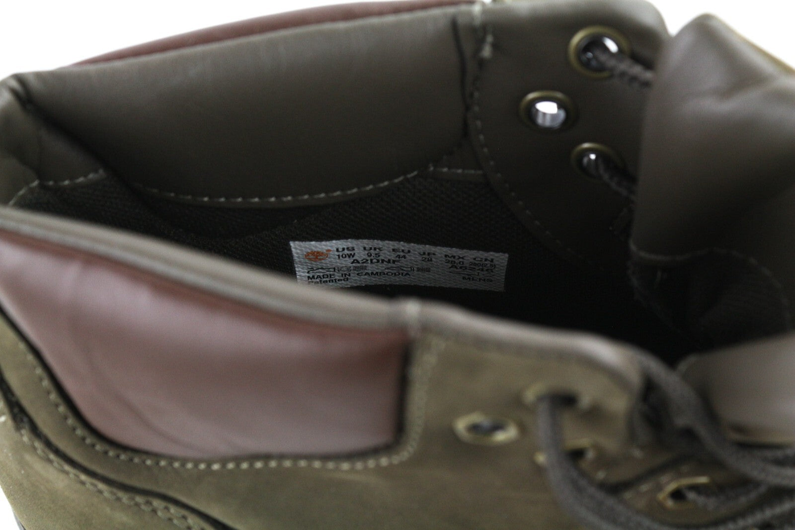 TIMBERLAND A2DNF-A6246 Mens Shoes EU43.5/44 Khaki Leather Laced Casual High-Top