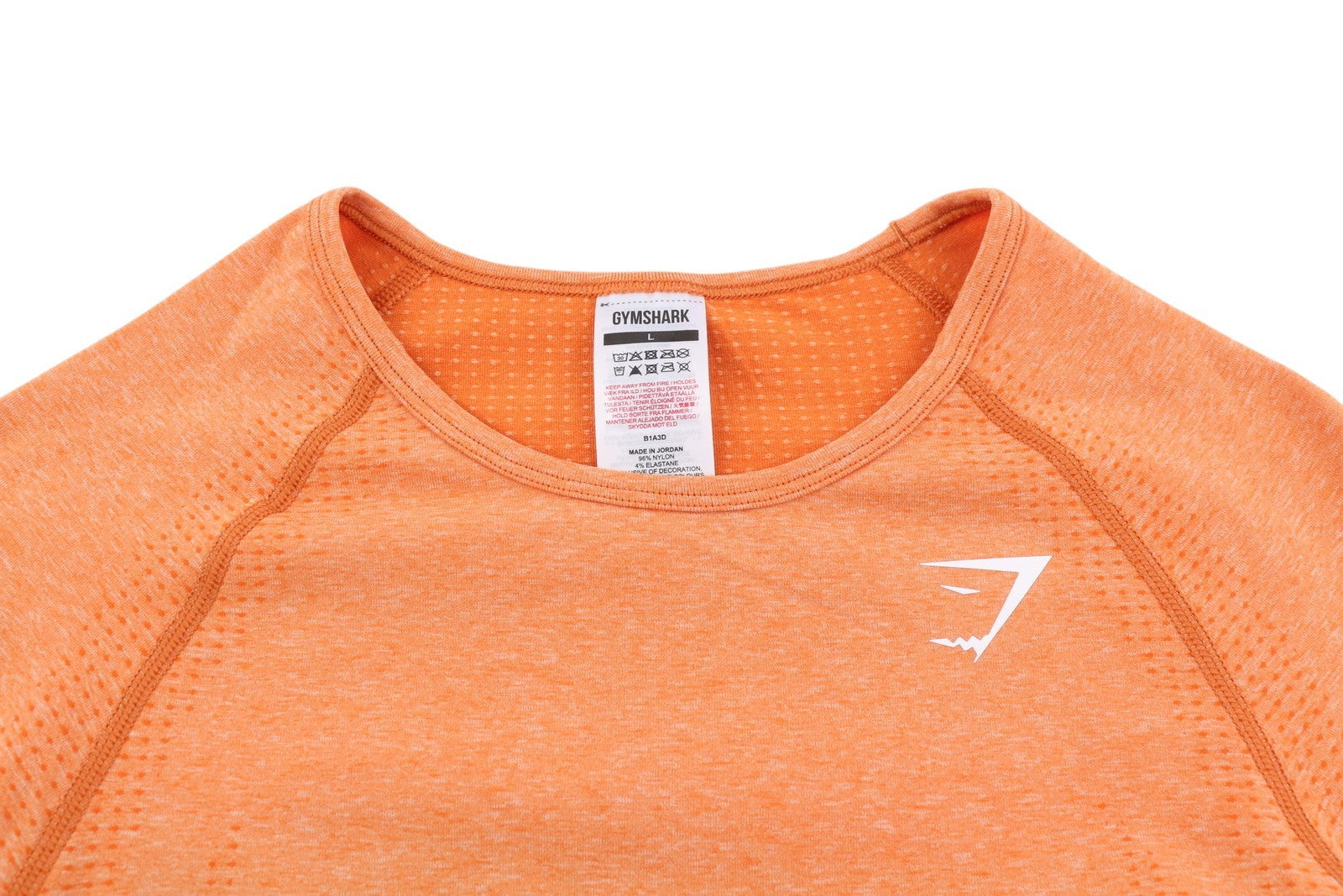 GYMSHARK Vital Women T-Shirt L Long Sleeve Cropped Thumb Holes Seamless Orange