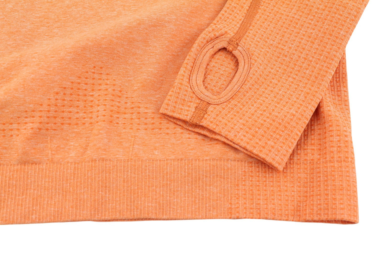 GYMSHARK Vital Women T-Shirt L Long Sleeve Cropped Thumb Holes Seamless Orange