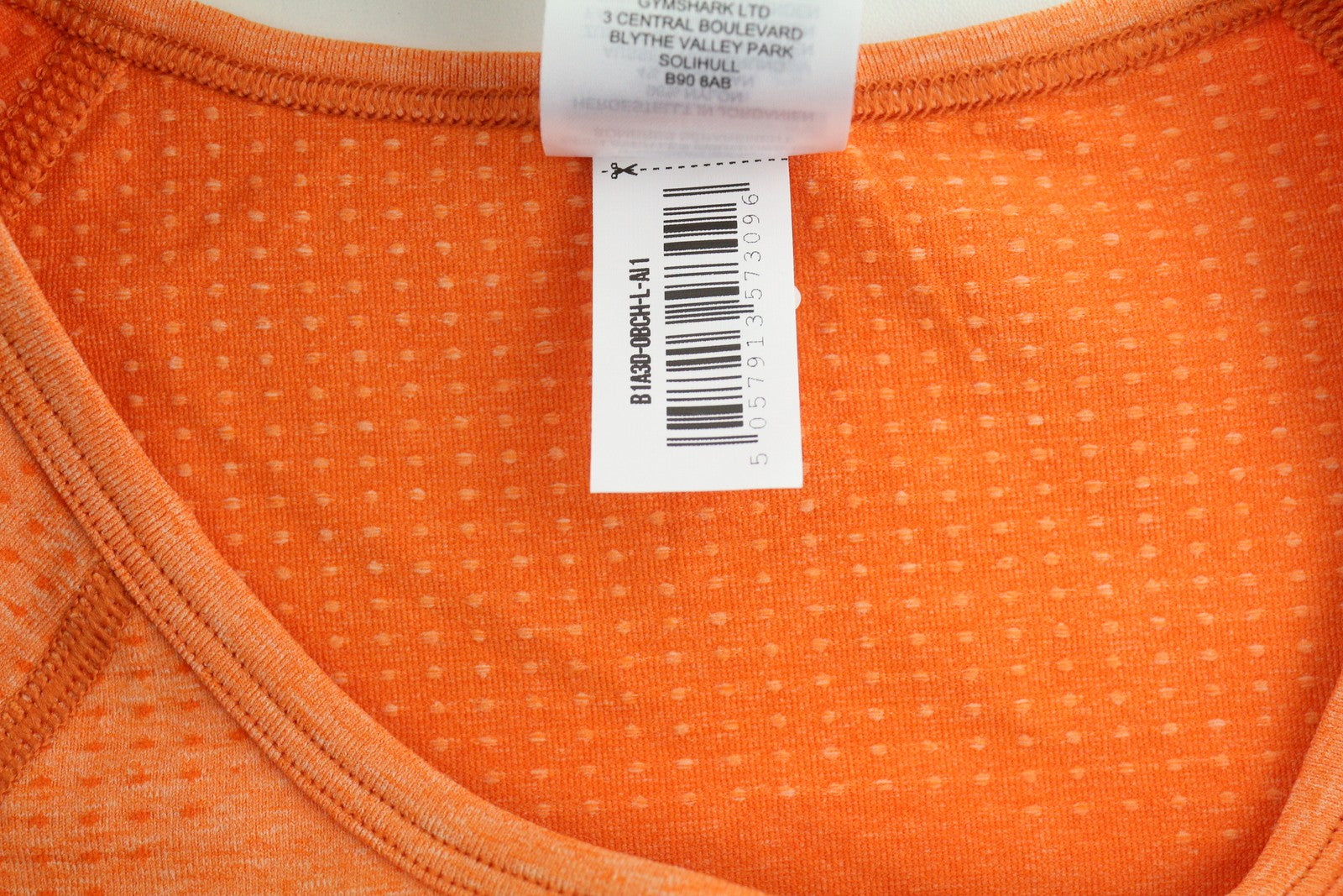 GYMSHARK Vital Women T-Shirt L Long Sleeve Cropped Thumb Holes Seamless Orange