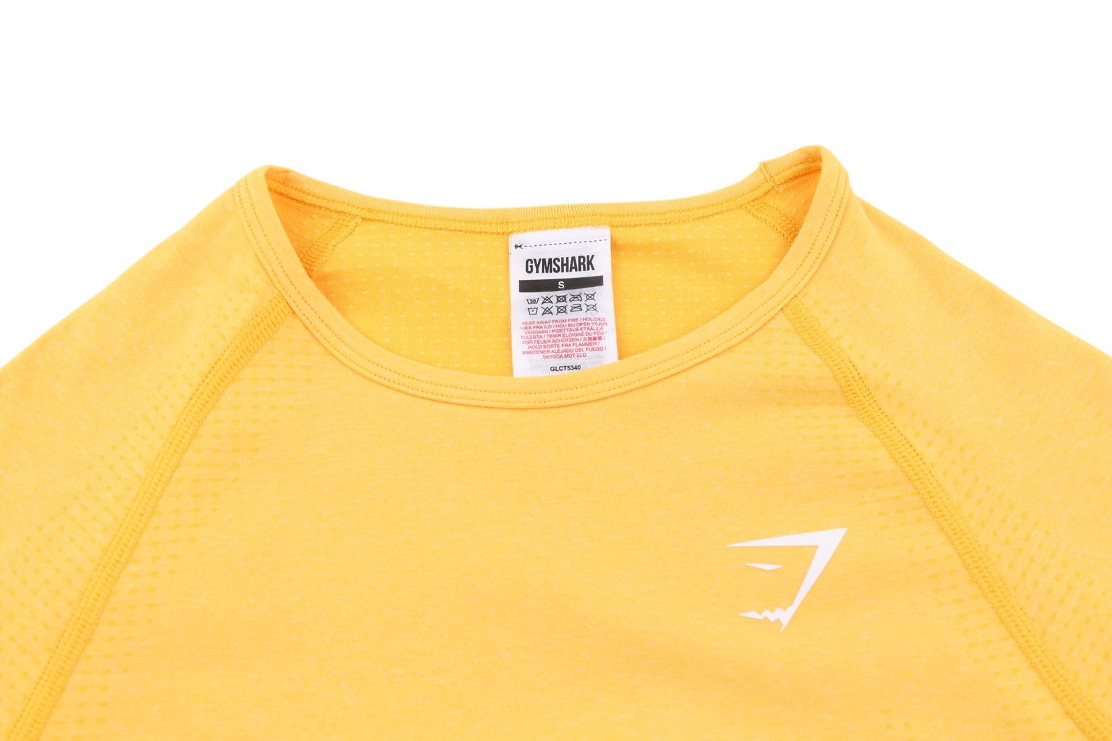 GYMSHARK Vital Women T-Shirt S Long Sleeve Cropped Thumb Holes Seamless Yellow