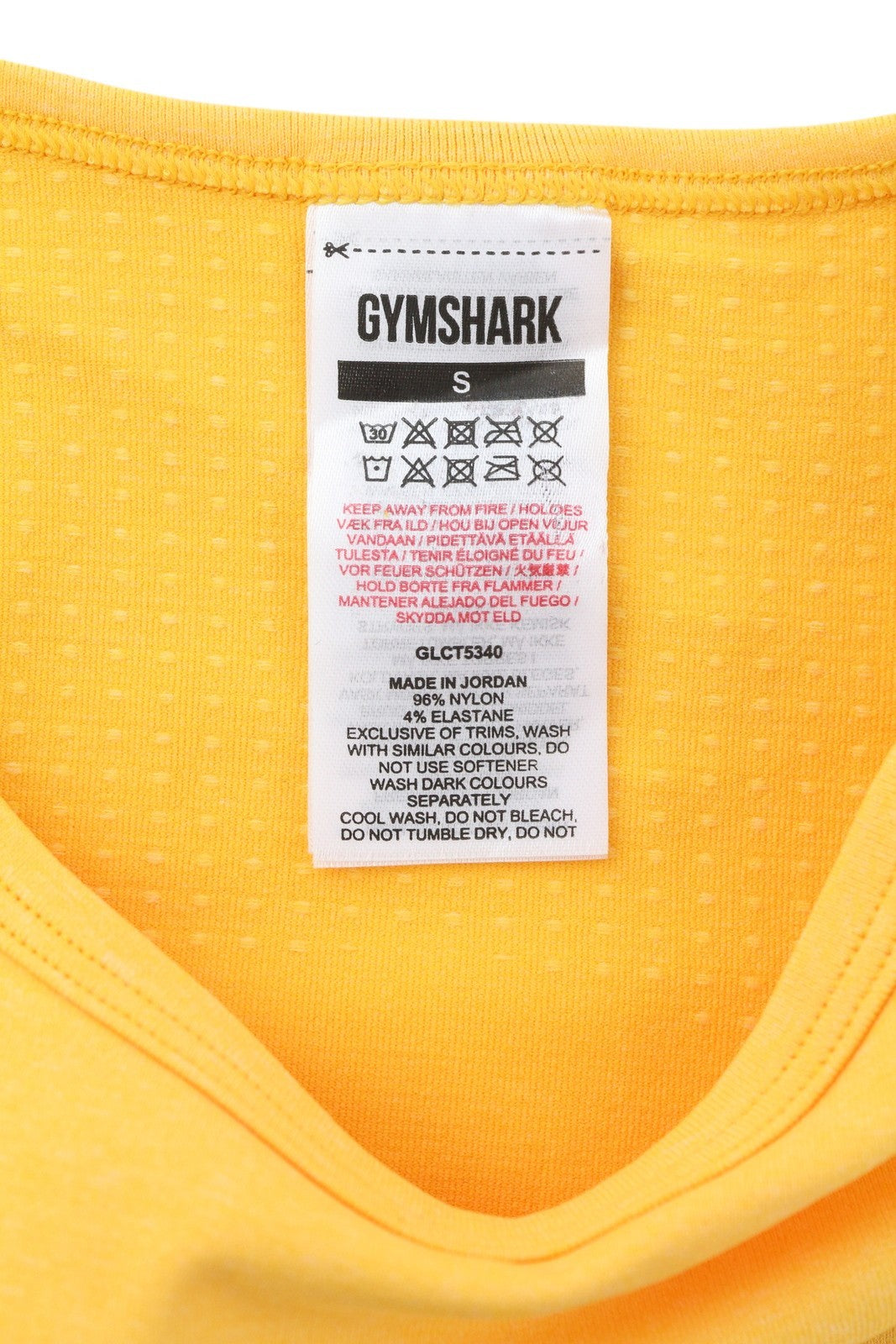 GYMSHARK Vital Women T-Shirt S Long Sleeve Cropped Thumb Holes Seamless Yellow