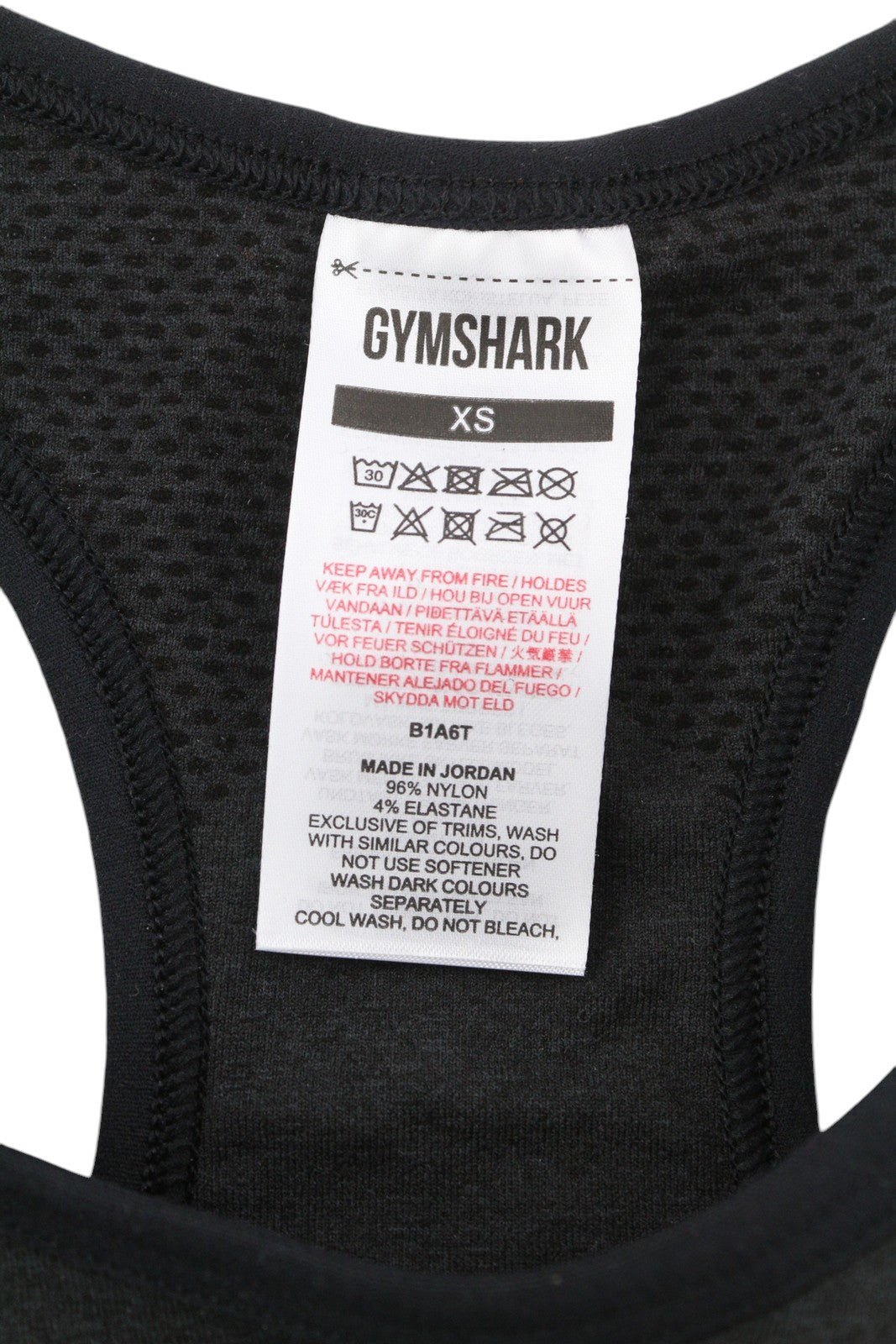 GYMSHARK B1A6T Women Sports Bra XS Melange Dark Grey Stretch Sports Sleeveless
