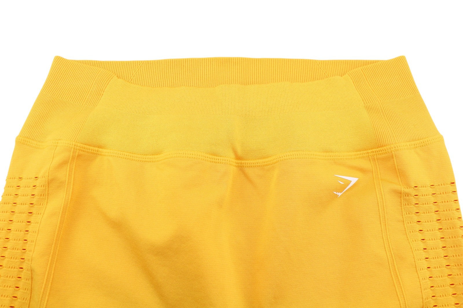 GYMSHARK Glow Women Shorts XL Yellow Seamless Stretch High Waist Cut-Out Details