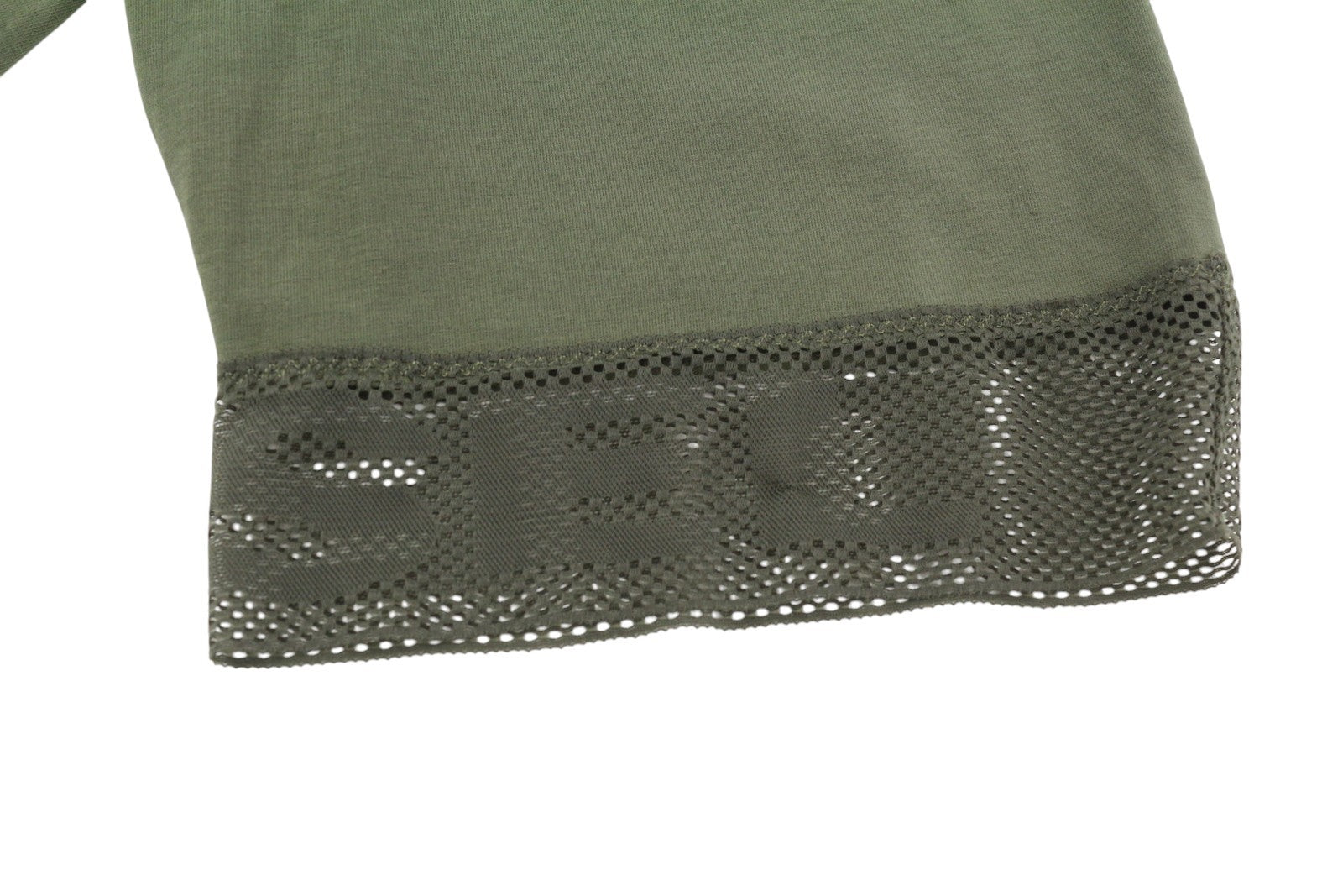 DIESEL Uflb-Faustmesh Women Shorts L Greem Elastic Waistline Perforated Detail