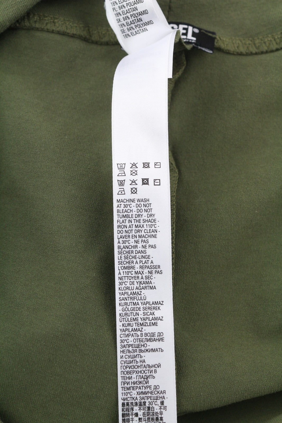 DIESEL Uflb-Faustmesh Women Shorts L Greem Elastic Waistline Perforated Detail