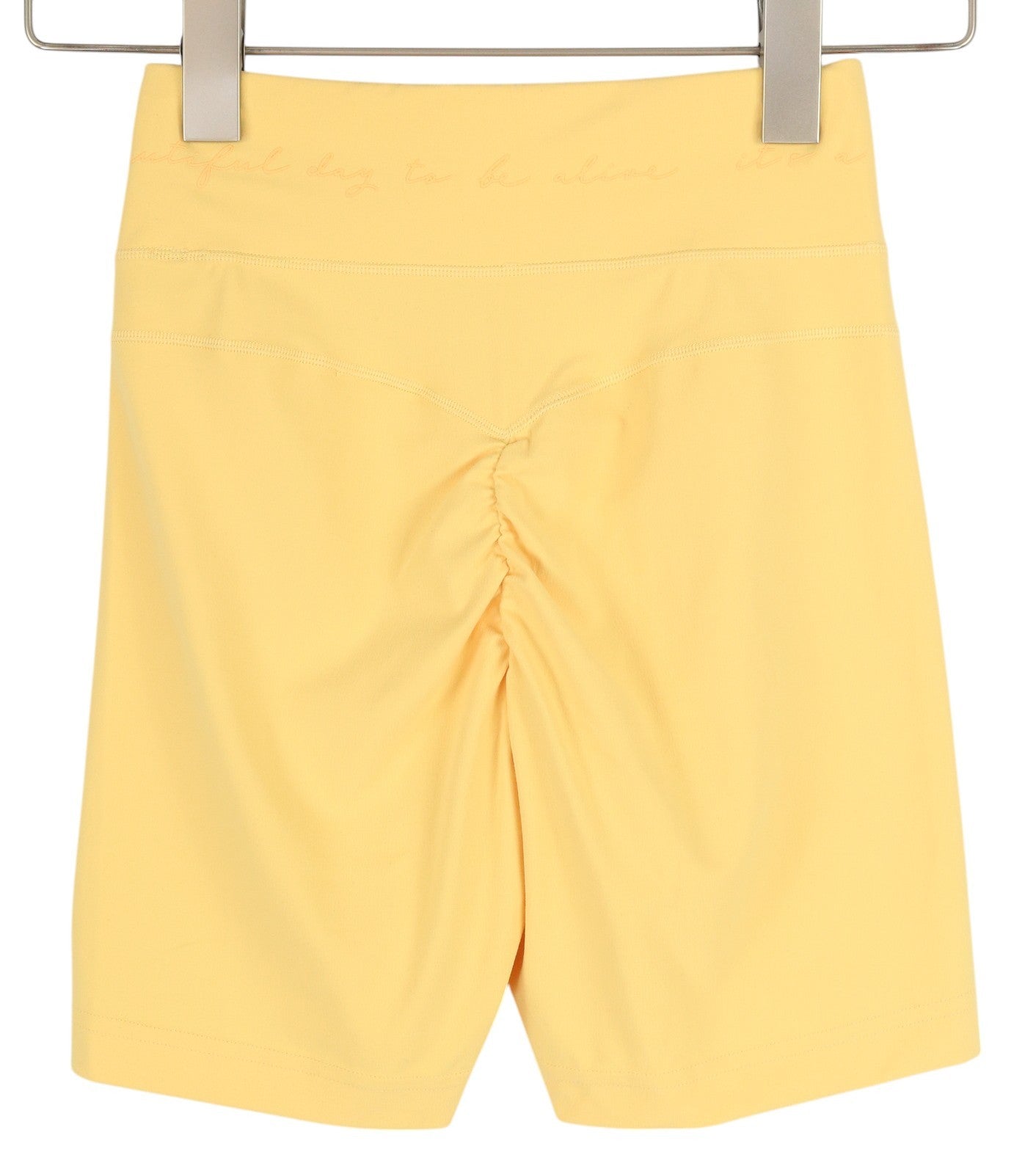 GYMSHARK Whitney Women Shorts S Yellow Cycling High Waist Stretch Sports Logo