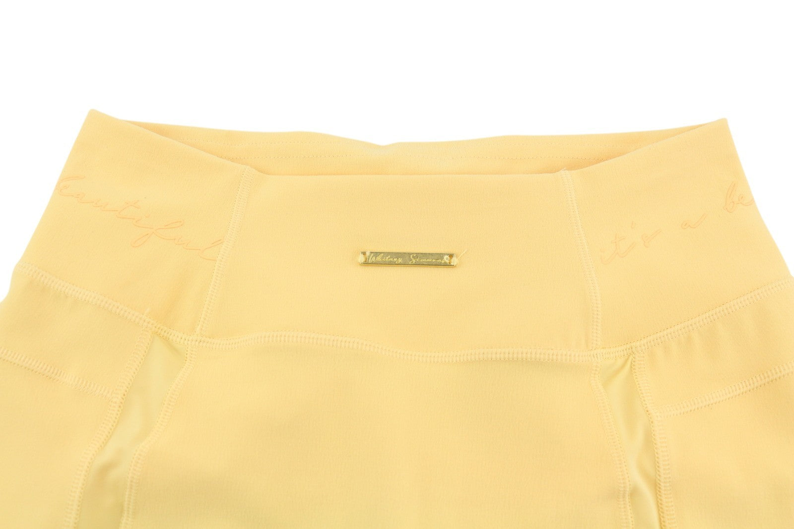 GYMSHARK Whitney Women Shorts S Yellow Cycling High Waist Stretch Sports Logo