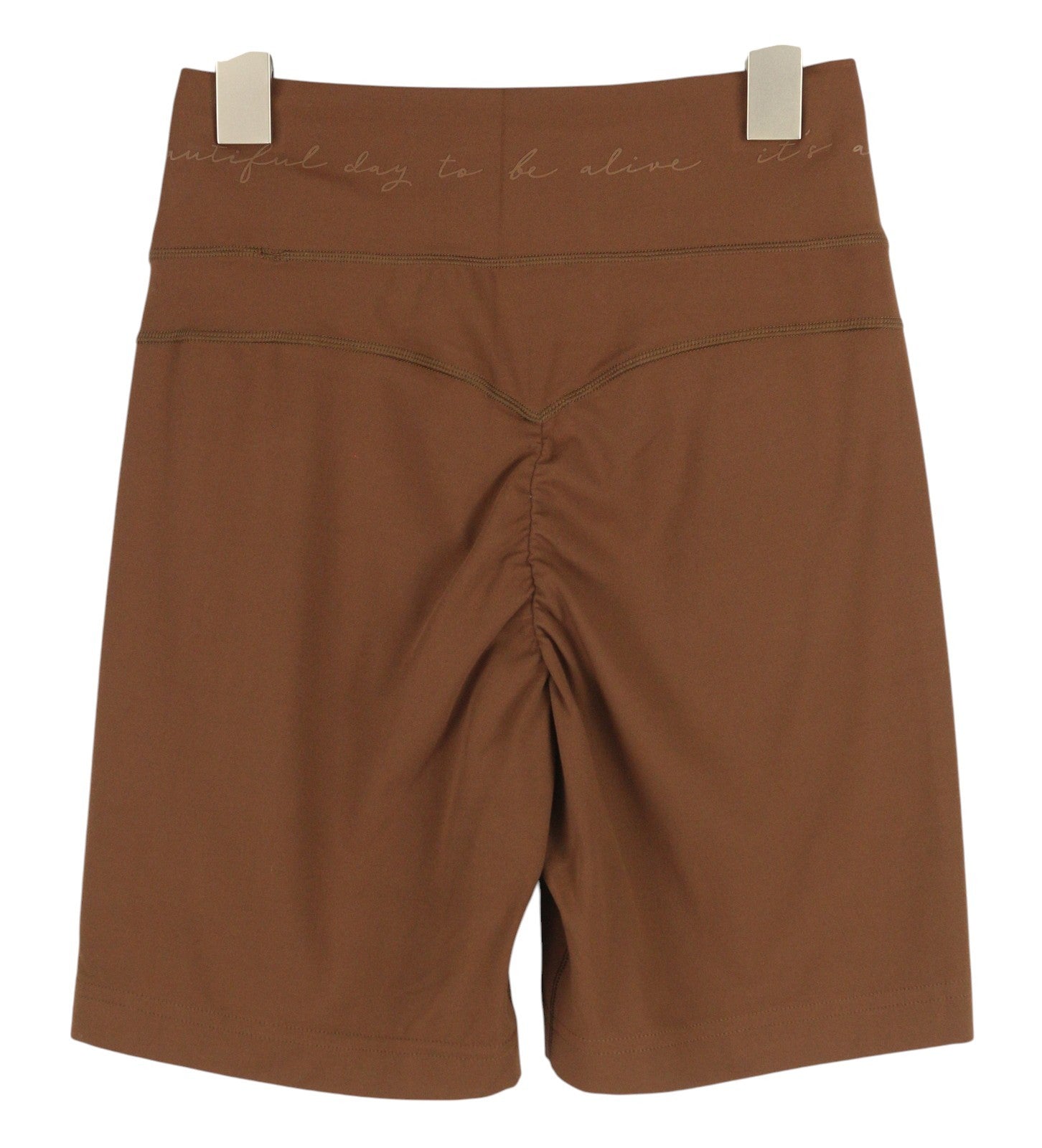 GYMSHARK Whitney Women Shorts S Brown Cycling High Waist Stretch Sports Logo