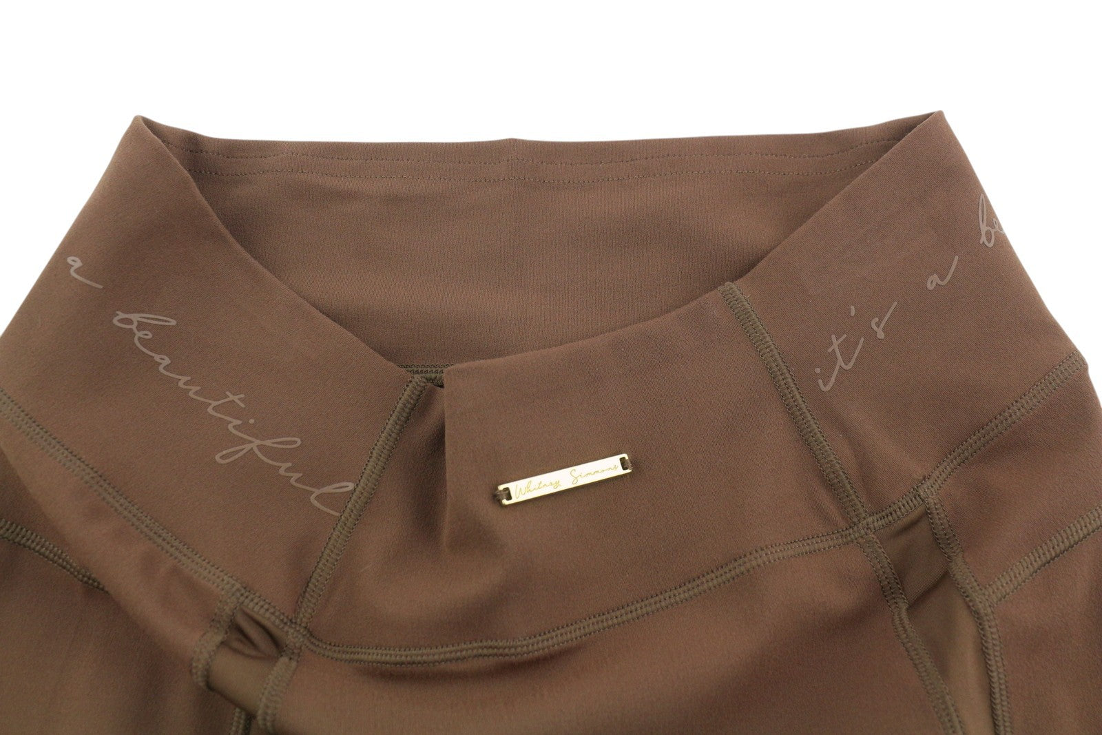 GYMSHARK Whitney Women Shorts S Brown Cycling High Waist Stretch Sports Logo