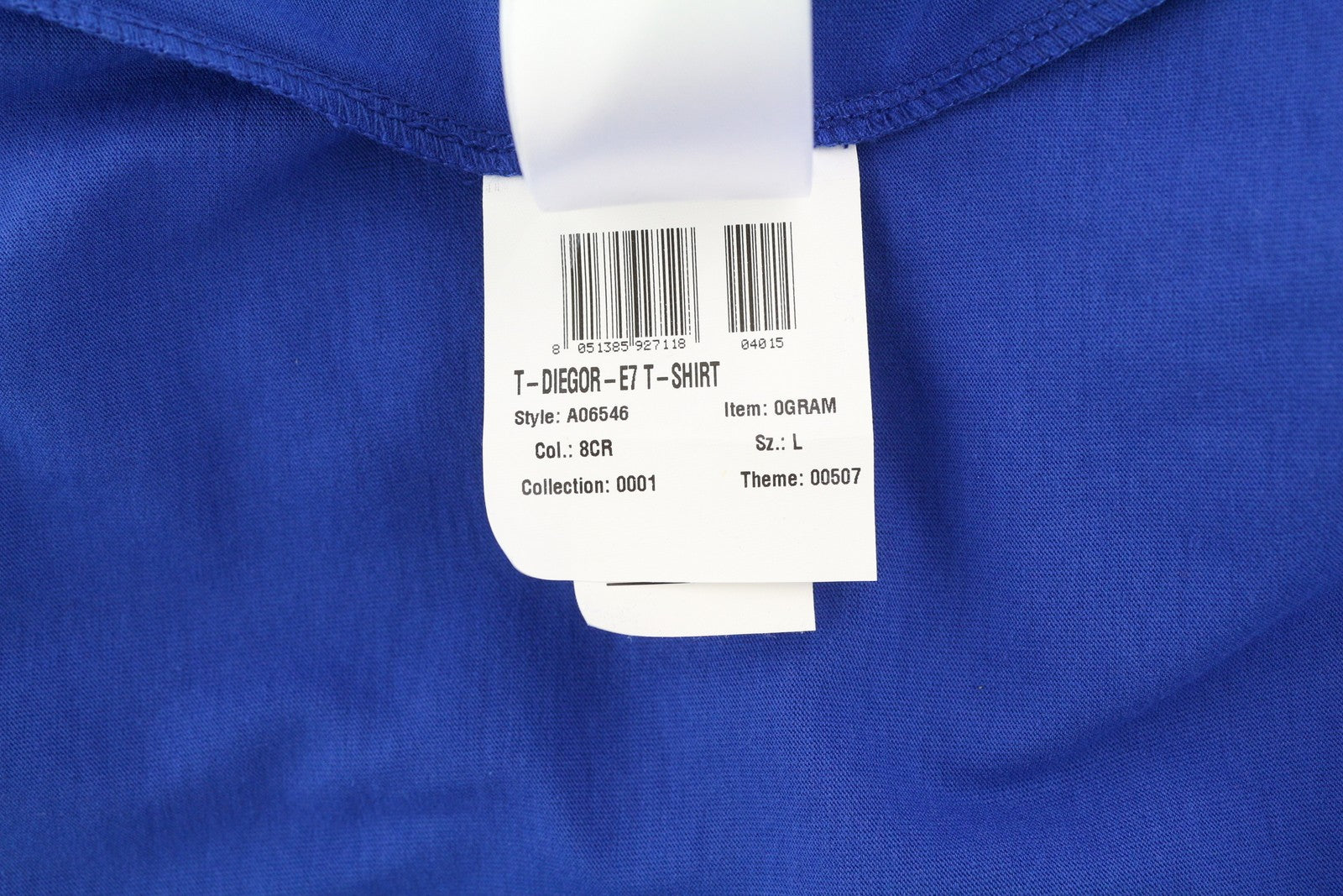 DIESEL T-Diegor-E7 Men T-Shirt L Blue Short Sleeved Crew Neck Logo Print Tricot