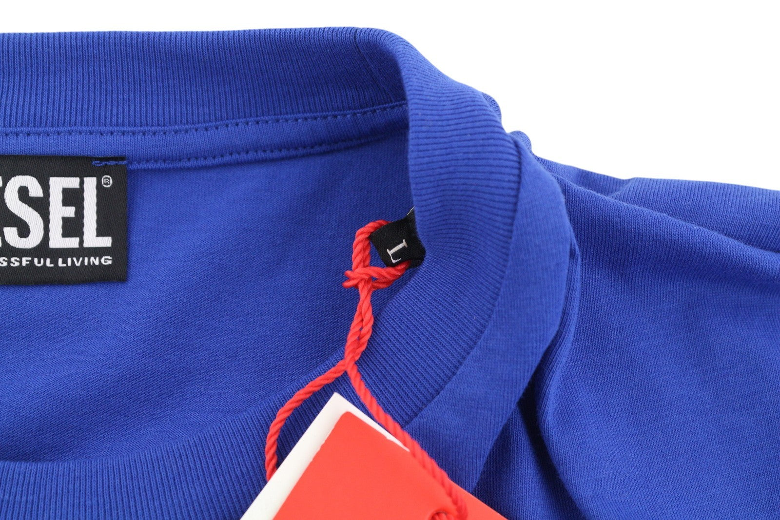 DIESEL T-Diegor-E7 Men T-Shirt L Blue Short Sleeved Crew Neck Logo Print Tricot