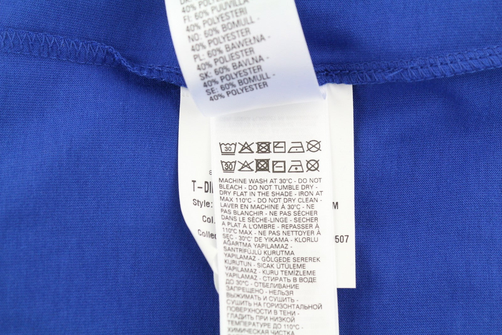 DIESEL T-Diegor-E7 Men T-Shirt L Blue Short Sleeved Crew Neck Logo Print Tricot