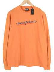 DIESEL T-Just-LS-Ind Men T-Shirt L Orange Long Sleeve Crew Neck Tricot RRP€110