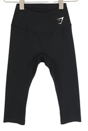 GYMSHARK B1A1U Women Leggings XS Training Cropped Stretch Sports Logo Black