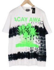 DIESEL T-Just-B51 Men T-Shirt L White Patterned Short Sleeve Crew Neck Logo