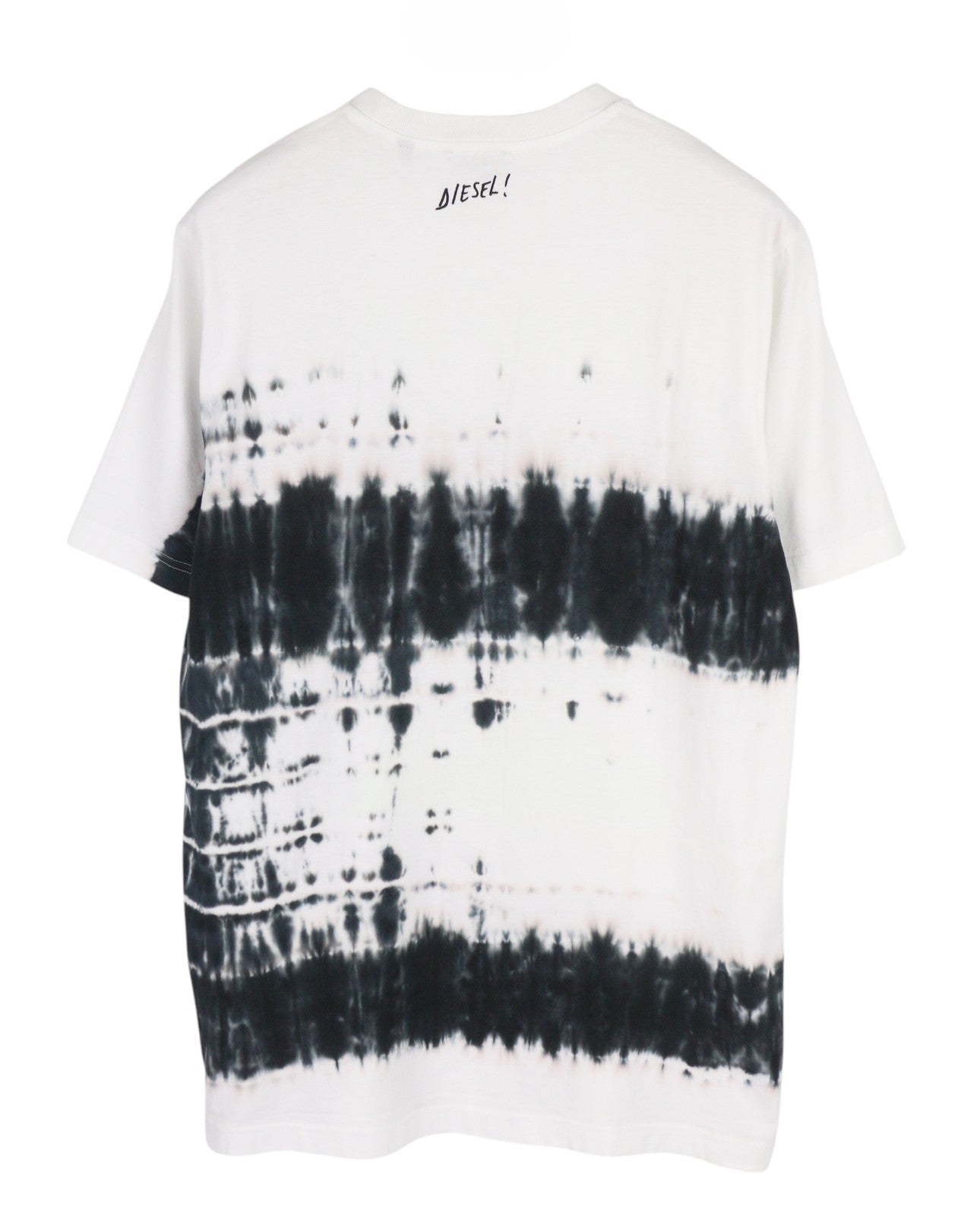 DIESEL T-Just-B51 Men T-Shirt L White Patterned Short Sleeve Crew Neck Logo