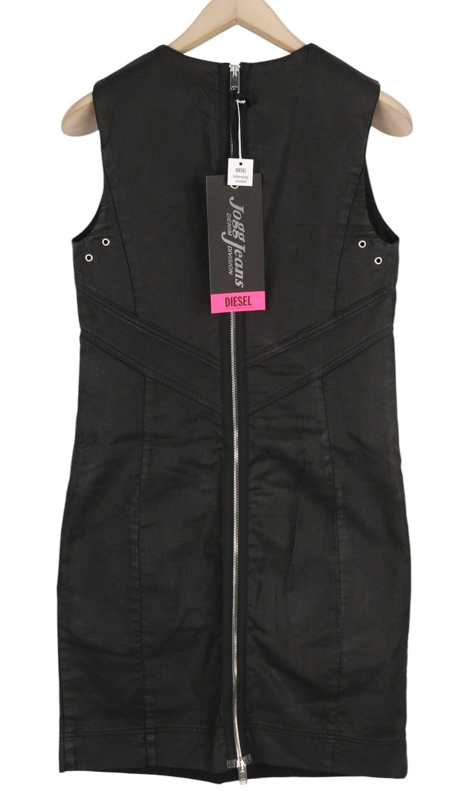 DIESEL D-Floor-SP-NE Women Dress M Sleeveless Full Zip Coated Crew Mini RRP€325