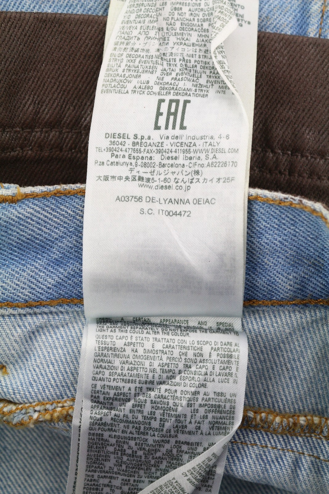 DIESEL De-Lyanna 0EIAC Women Skirt W26 Brown Coated Shiny Denim Zip Mini RRP€295