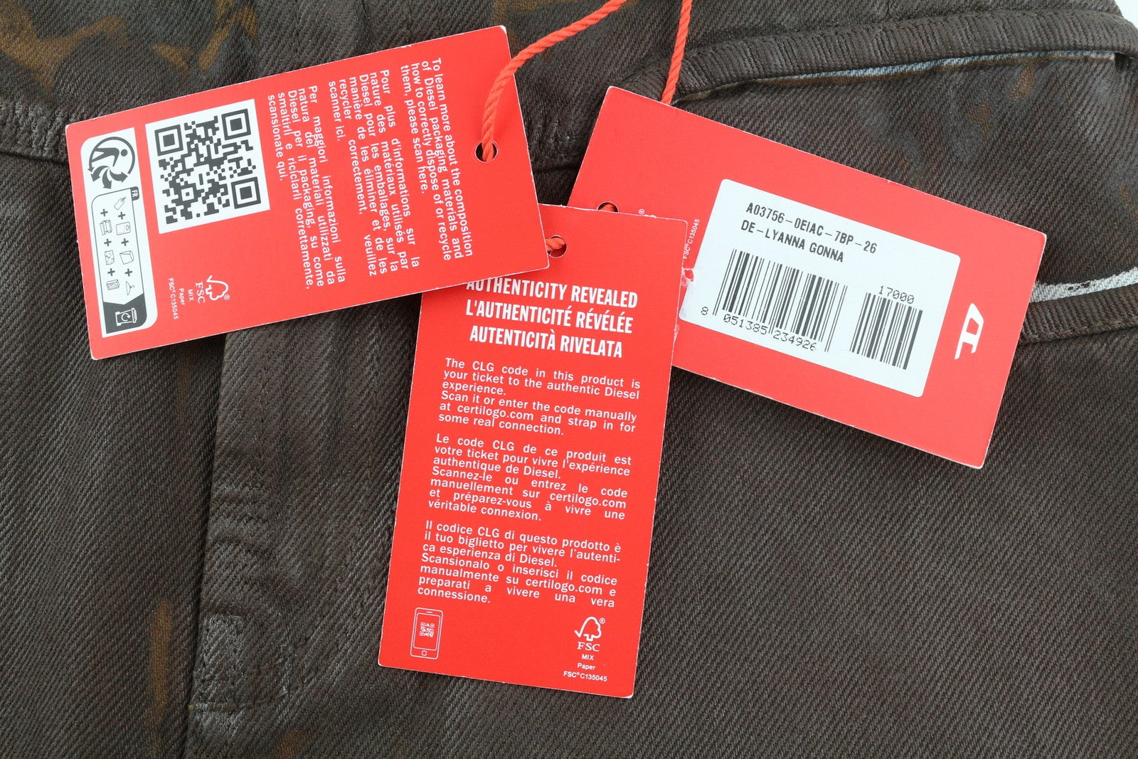 DIESEL De-Lyanna 0EIAC Women Skirt W26 Brown Coated Shiny Denim Zip Mini RRP€295