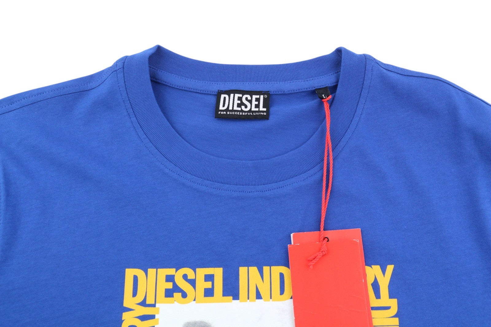 DIESEL T-Diegor-HS2 Men T-Shirt L Blue Short Sleeve Crew Neck Tricot Cotton