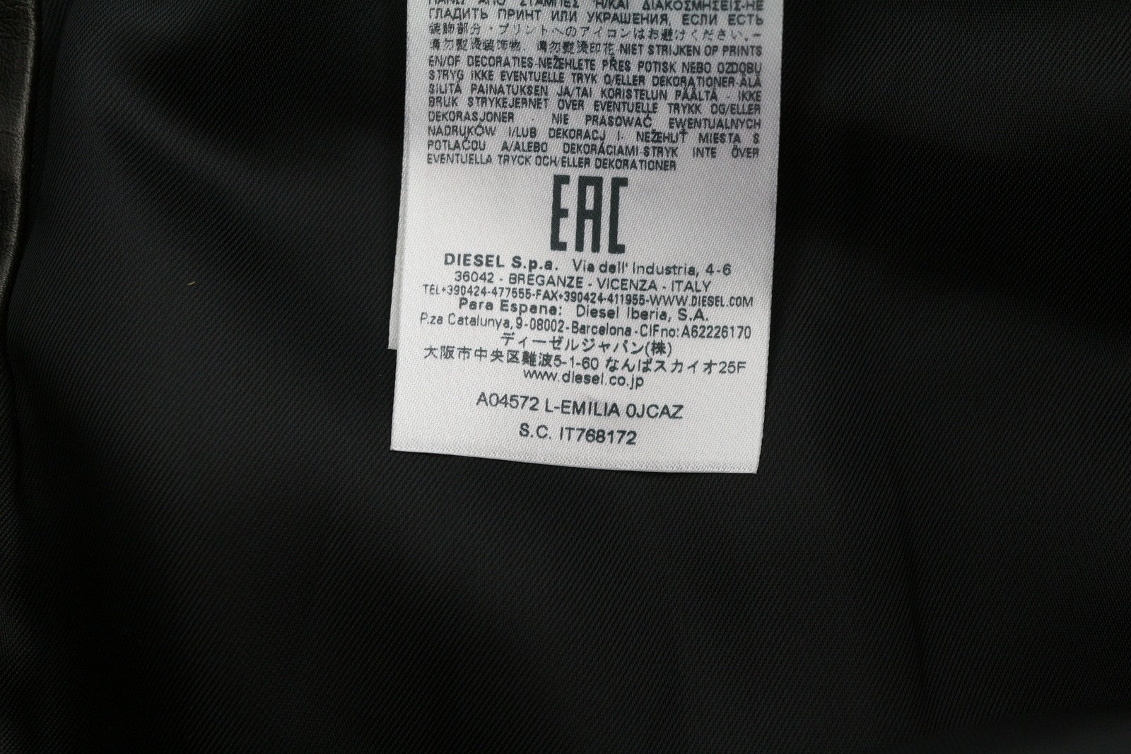 DIESEL L-Emilia Women Skirt W28 Black Cowhide Leather Aged Look Zip Fly RRP€395