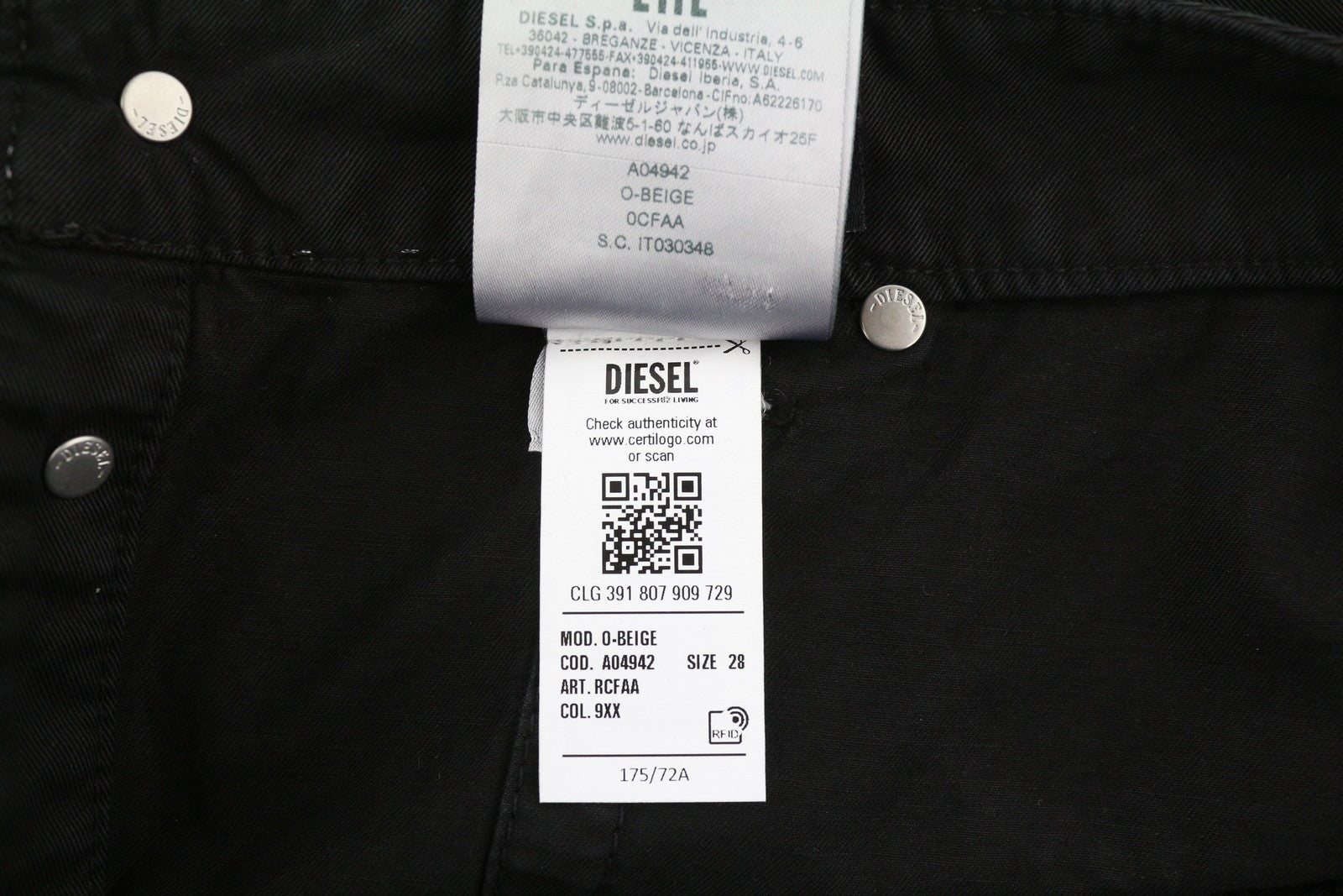 DIESEL O-Beige Women Skirt W28 Black Twill Buttoned Pockets Casual Mini RRP€150