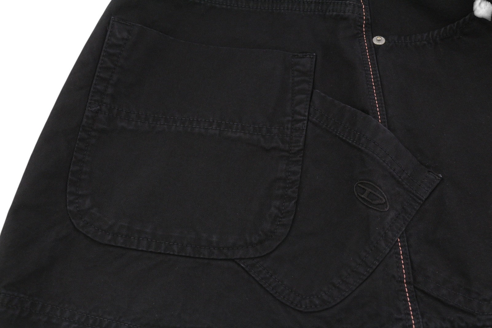 DIESEL O-Beige Women Skirt W28 Black Twill Buttoned Pockets Casual Mini RRP€150