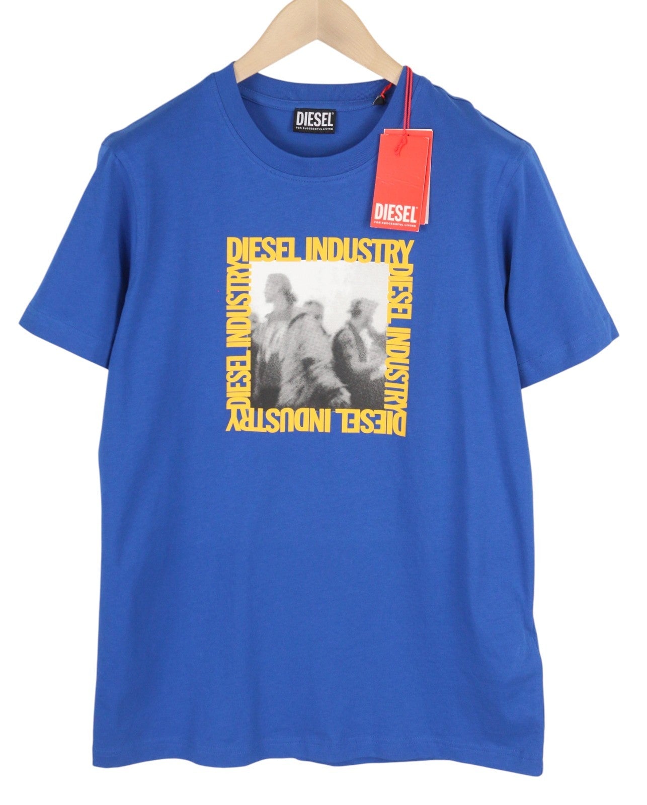 DIESEL T-Diegor-HS2 Men T-Shirt M Blue Short Sleeve Crew Neck Tricot Cotton