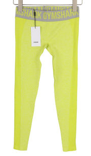 GYMSHARK Flex Women Leggings S Lime Green Low Waist Stretch Logo Sports Fitted