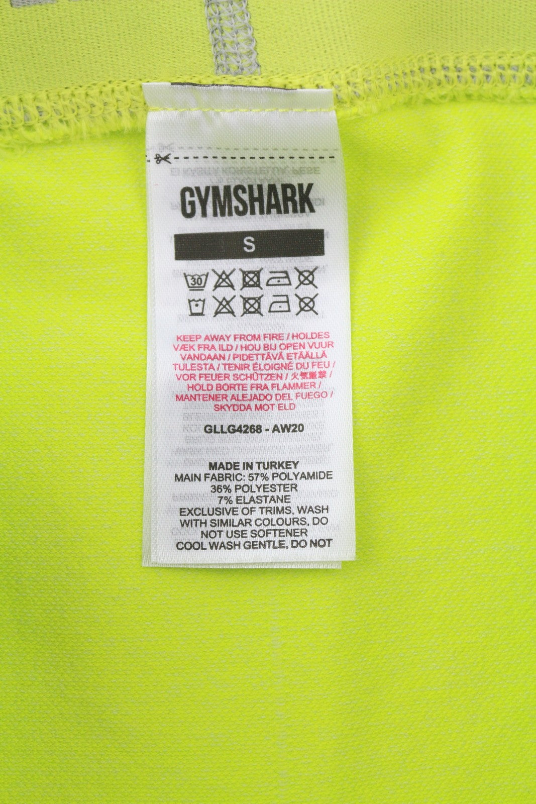 GYMSHARK Flex Women Leggings S Lime Green Low Waist Stretch Logo Sports Fitted