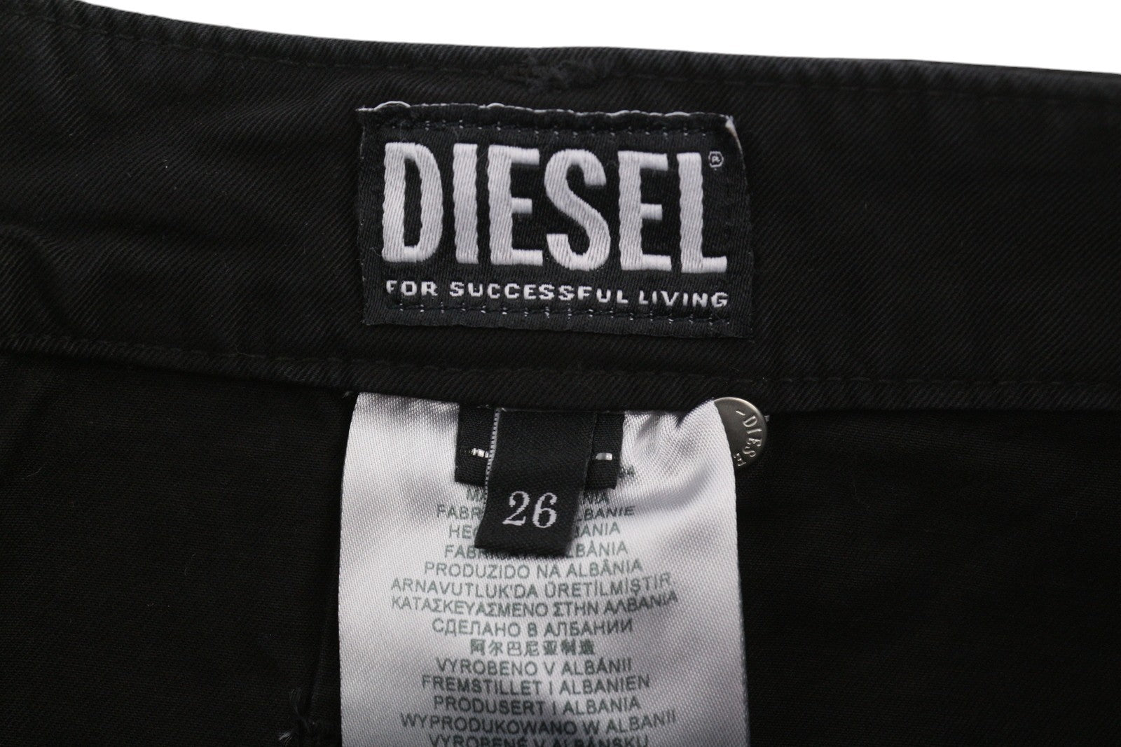 DIESEL O-Beige Women Skirt W26 Black Twill Buttoned Pockets Casual Mini RRP150