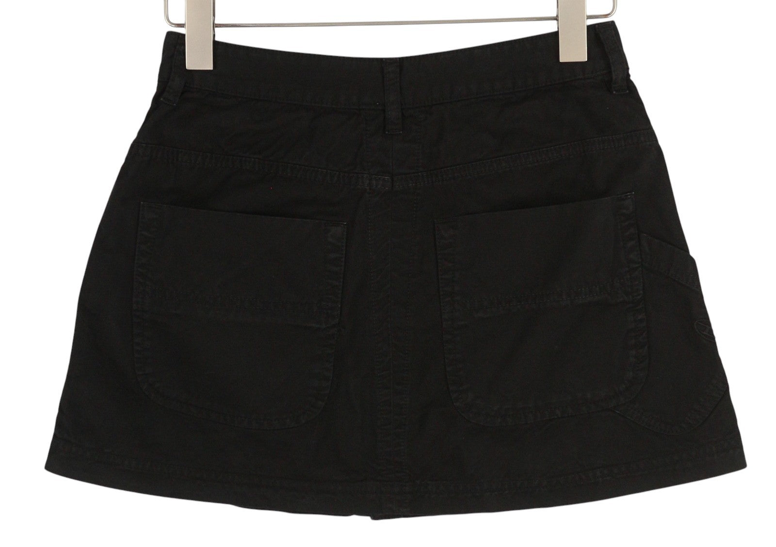 DIESEL O-Beige Women Skirt W26 Black Twill Buttoned Pockets Casual Mini RRP150