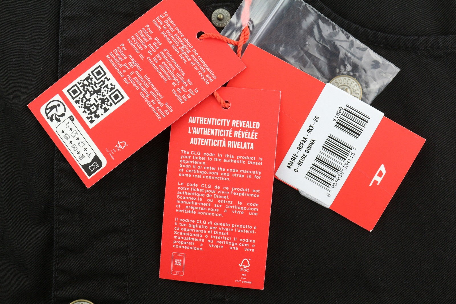 DIESEL O-Beige Women Skirt W26 Black Twill Buttoned Pockets Casual Mini RRP150