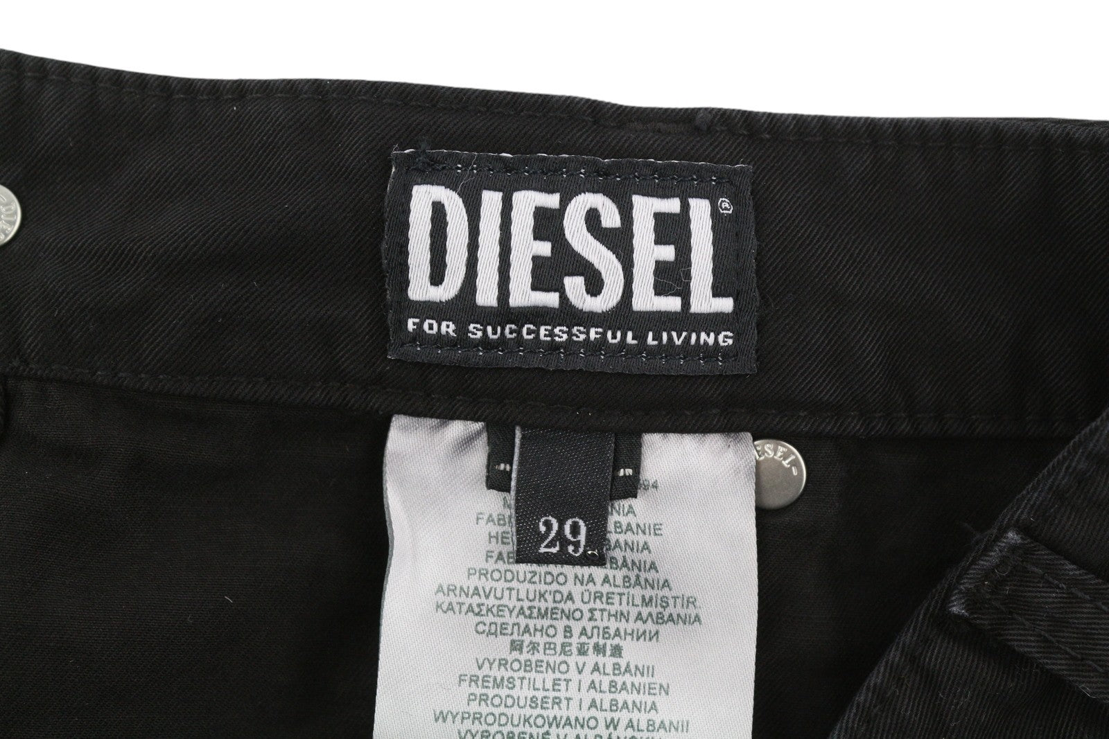 DIESEL O-Beige Women Skirt W29 Black Twill Buttoned Pockets Casual Mini RRP150