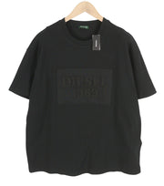 DIESEL D4D-20 Men T-Shirt L Black Short Sleeve Crew Patch Logo Tricot Cotton