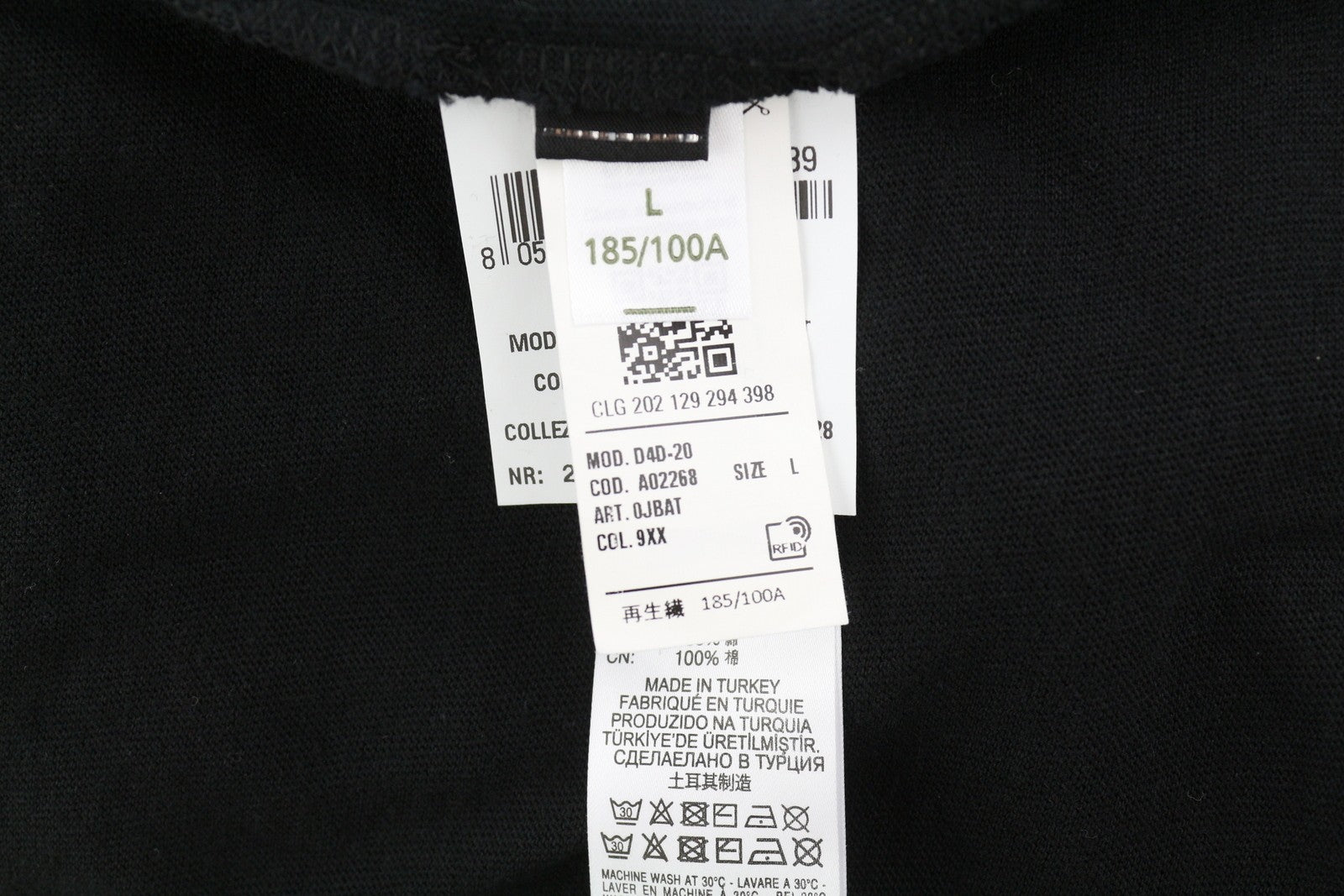 DIESEL D4D-20 Men T-Shirt L Black Short Sleeve Crew Patch Logo Tricot Cotton