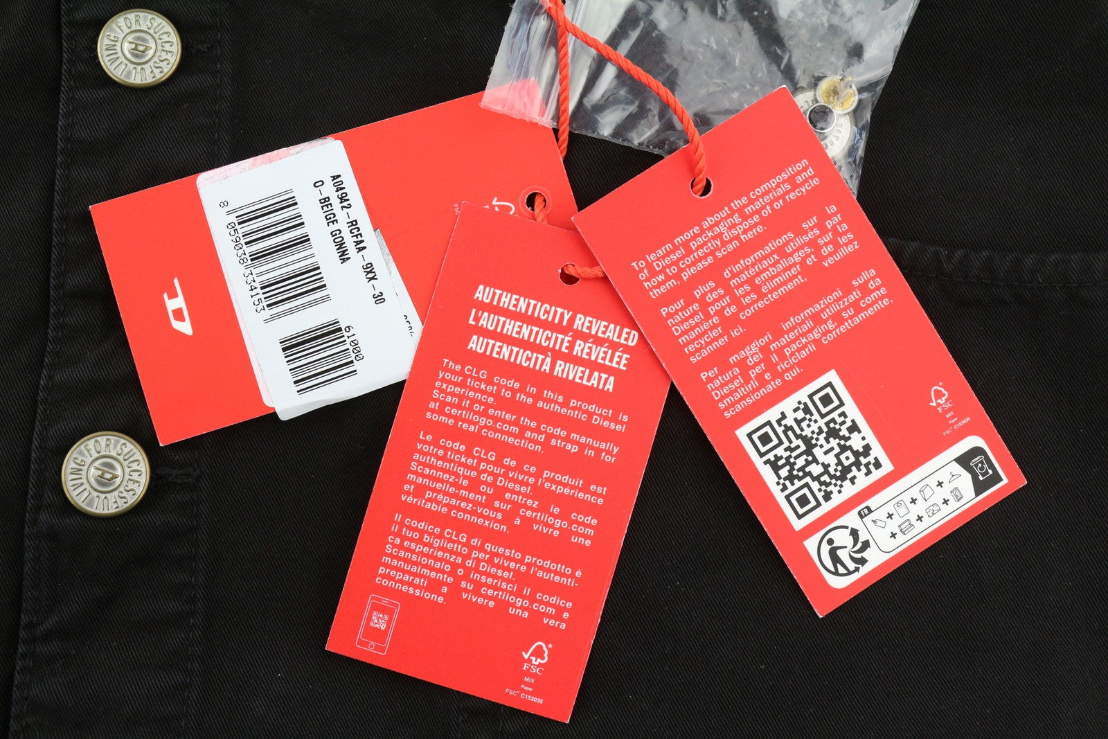 DIESEL O-Beige Women Skirt W30 Black Twill Buttoned Pockets Casual Mini RRP150